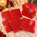 Handmade Ruby Red Glitter Resin Coaster Set – 6 Coasters & Holder | Midnight Spellworks